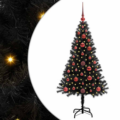 Albero di Natale con 150 LED con supporto Nero 120 cm PVC