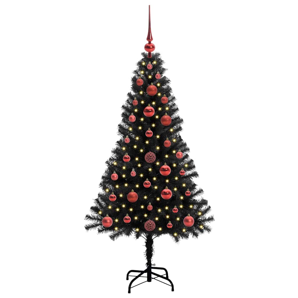Albero di Natale con 150 LED con supporto Nero 120 cm PVC