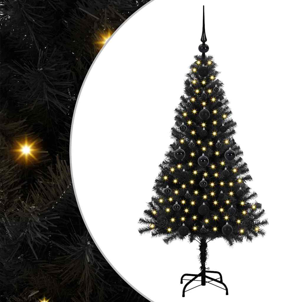 Albero di Natale con 150 LED con supporto Nero 120 cm PVC