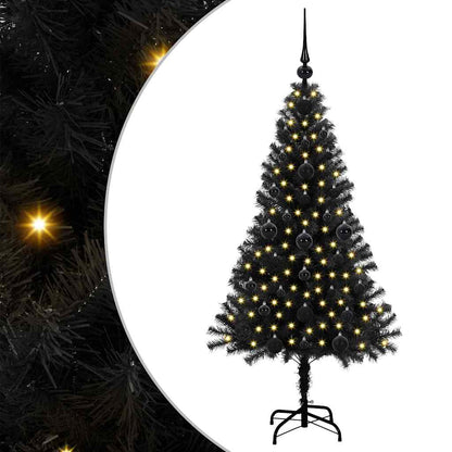 Albero di Natale con 150 LED con supporto Nero 120 cm PVC