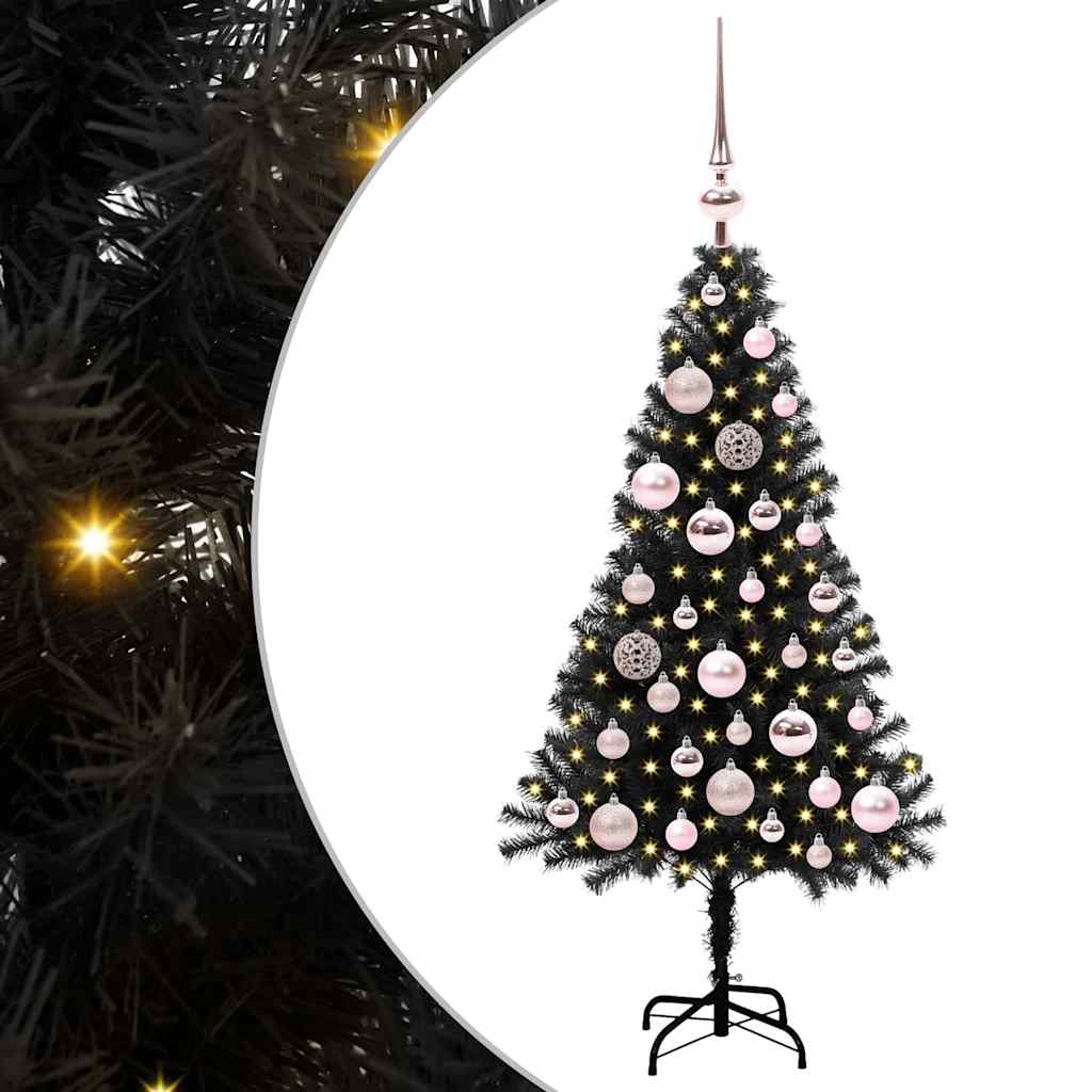 Albero di Natale con 150 LED con supporto Nero 120 cm PVC