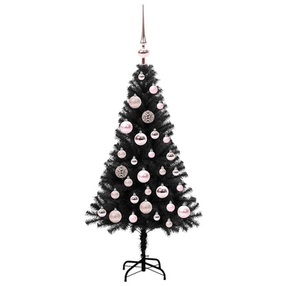 Albero di Natale con 150 LED con supporto Nero 120 cm PVC