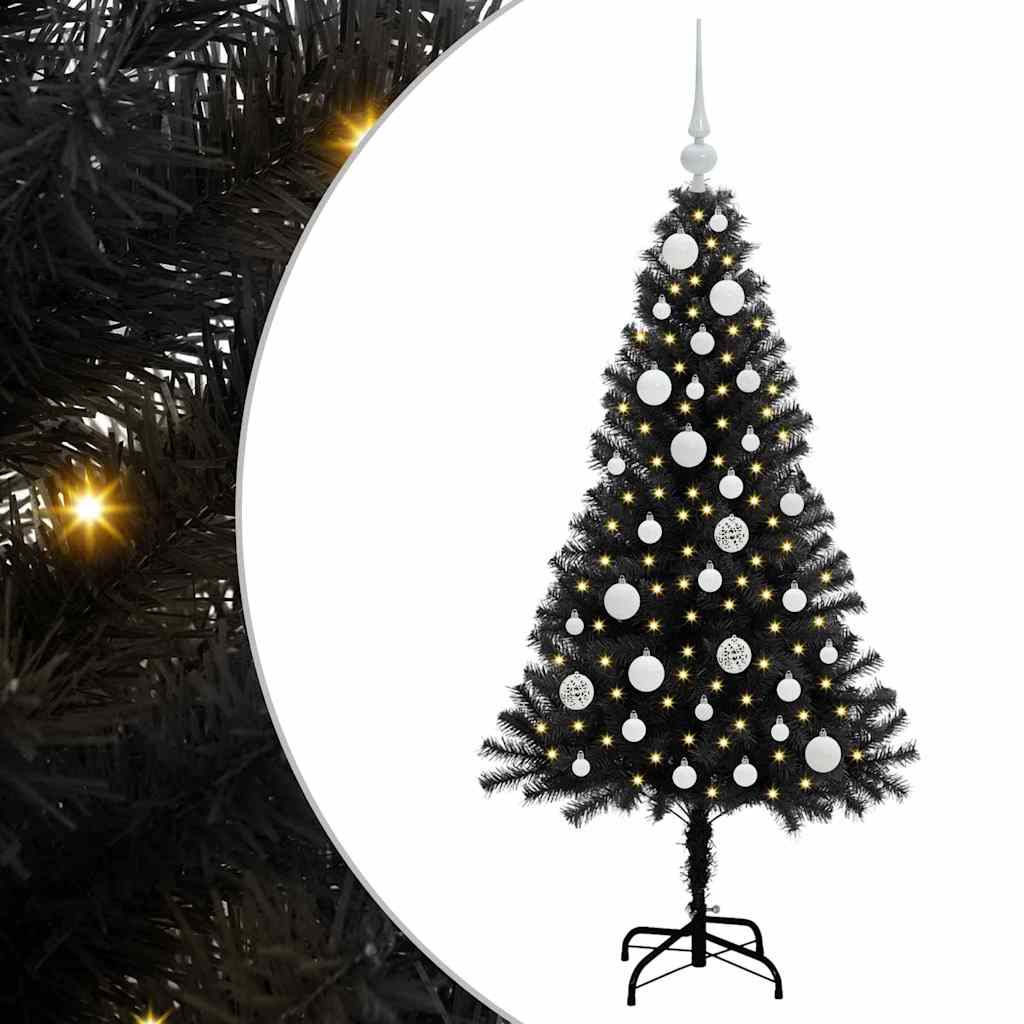 Albero di Natale con 150 LED con supporto Nero 120 cm PVC