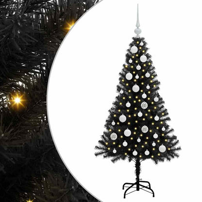 Albero di Natale con 150 LED con supporto Nero 120 cm PVC