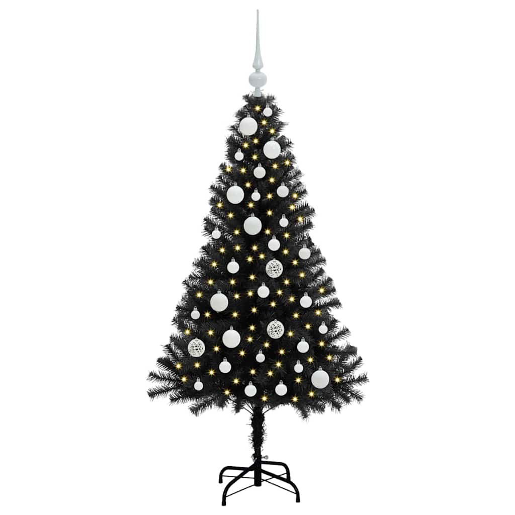 Albero di Natale con 150 LED con supporto Nero 120 cm PVC