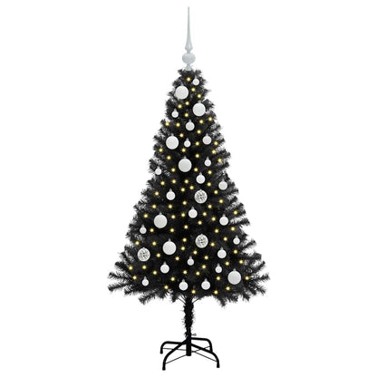 Albero di Natale con 150 LED con supporto Nero 120 cm PVC