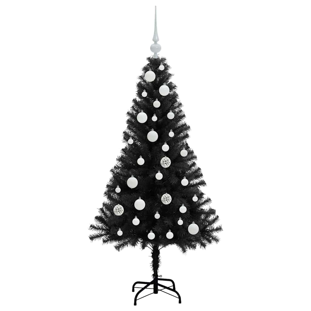 Albero di Natale con 150 LED con supporto Nero 120 cm PVC
