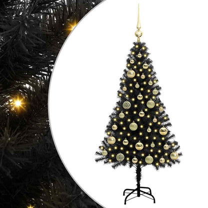 Albero di Natale con 150 LED con supporto Nero 120 cm PVC