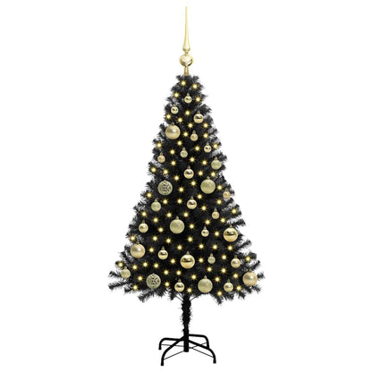 Albero di Natale con 150 LED con supporto Nero 120 cm PVC