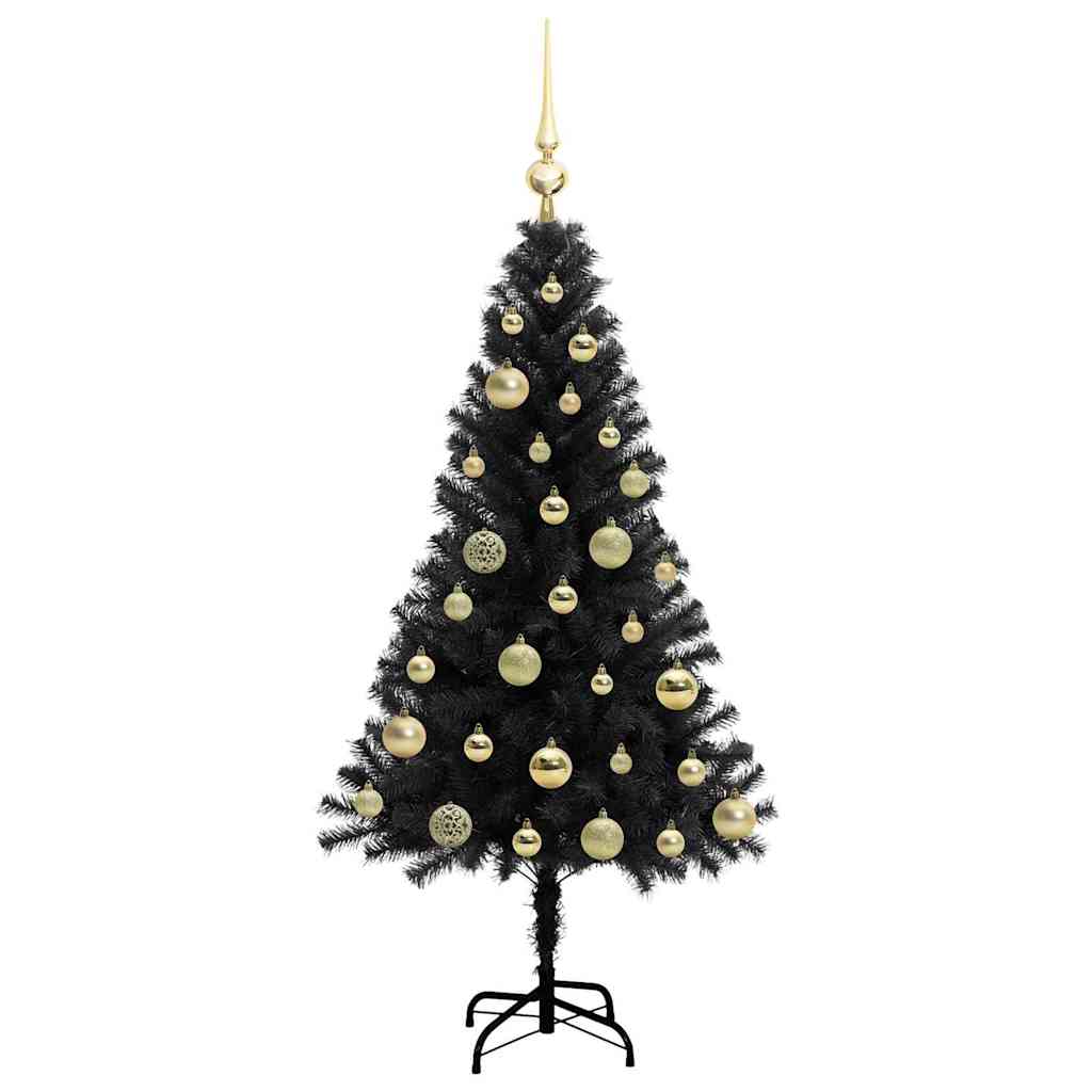 Albero di Natale con 150 LED con supporto Nero 120 cm PVC