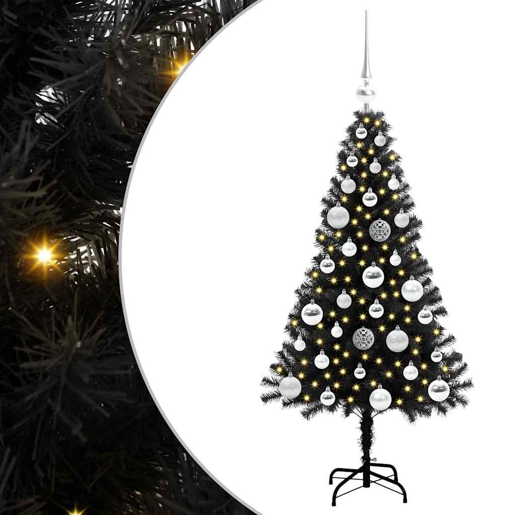 Albero di Natale con 150 LED con supporto Nero 120 cm PVC