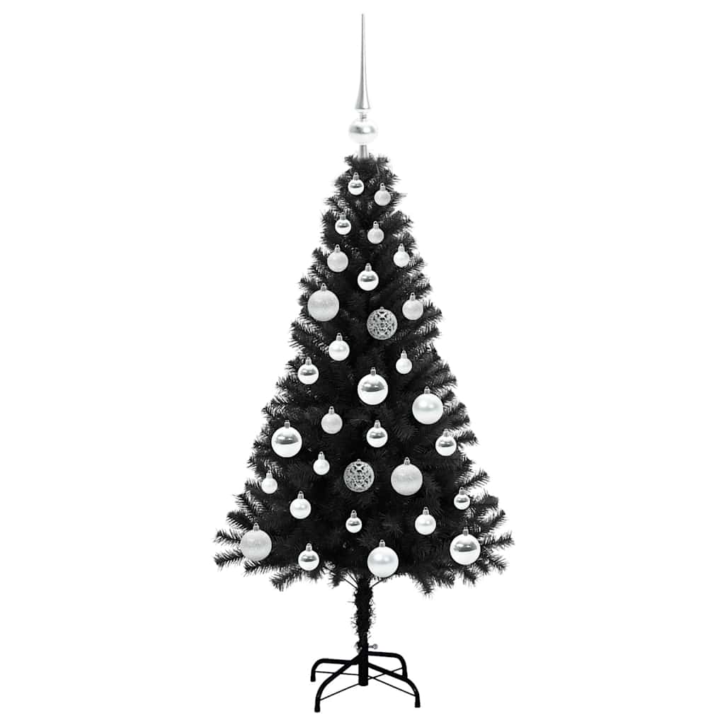 Albero di Natale con 150 LED con supporto Nero 120 cm PVC