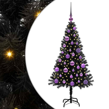 Albero di Natale con 150 LED con supporto Nero 120 cm PVC