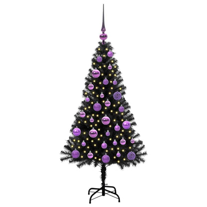 Albero di Natale con 150 LED con supporto Nero 120 cm PVC