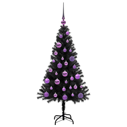 Albero di Natale con 150 LED con supporto Nero 120 cm PVC