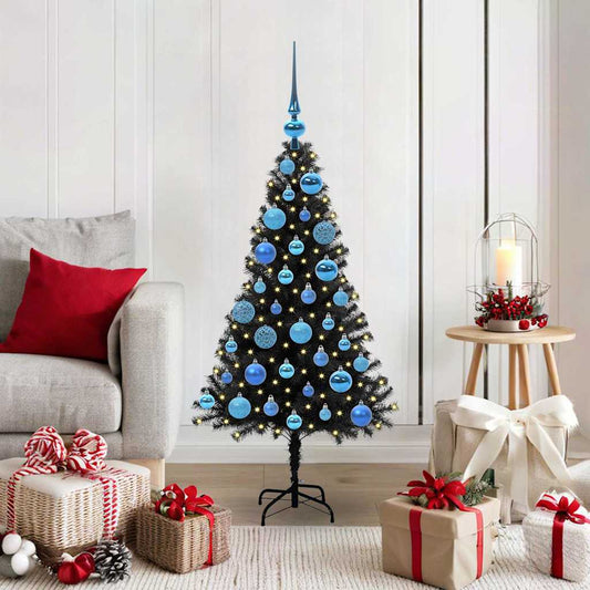 Albero di Natale con 150 LED con supporto Nero 120 cm PVC