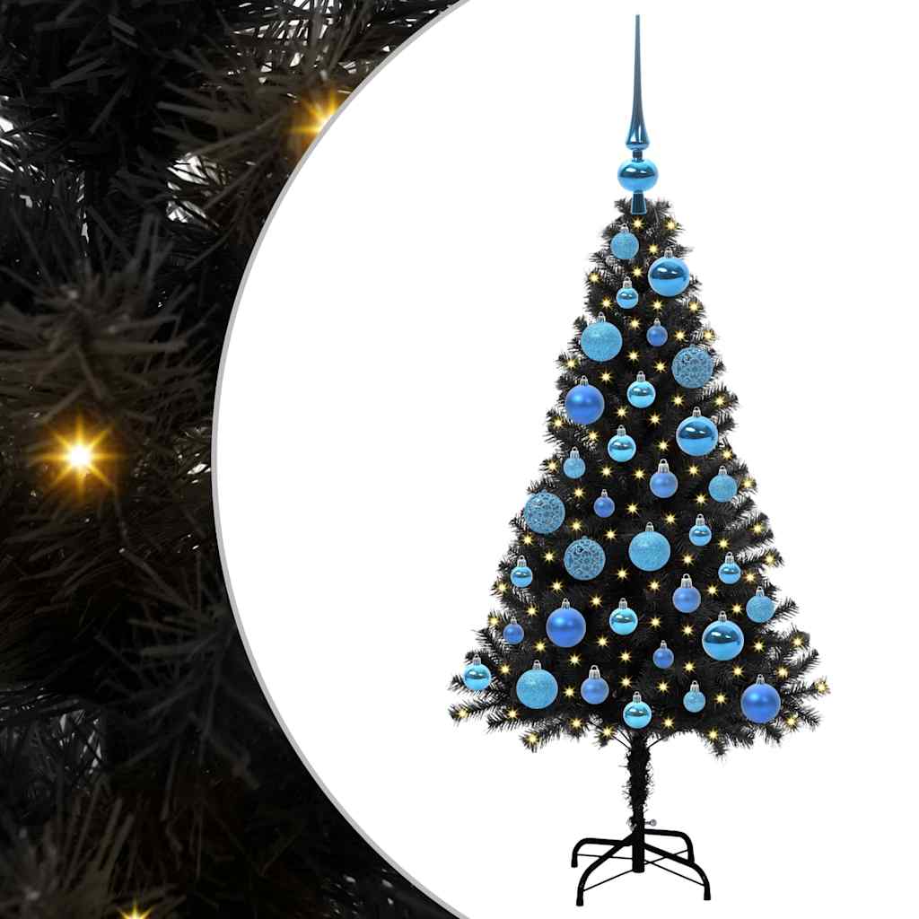 Albero di Natale con 150 LED con supporto Nero 120 cm PVC