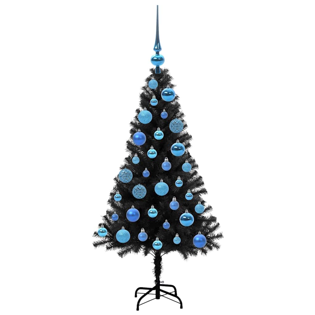 Albero di Natale con 150 LED con supporto Nero 120 cm PVC