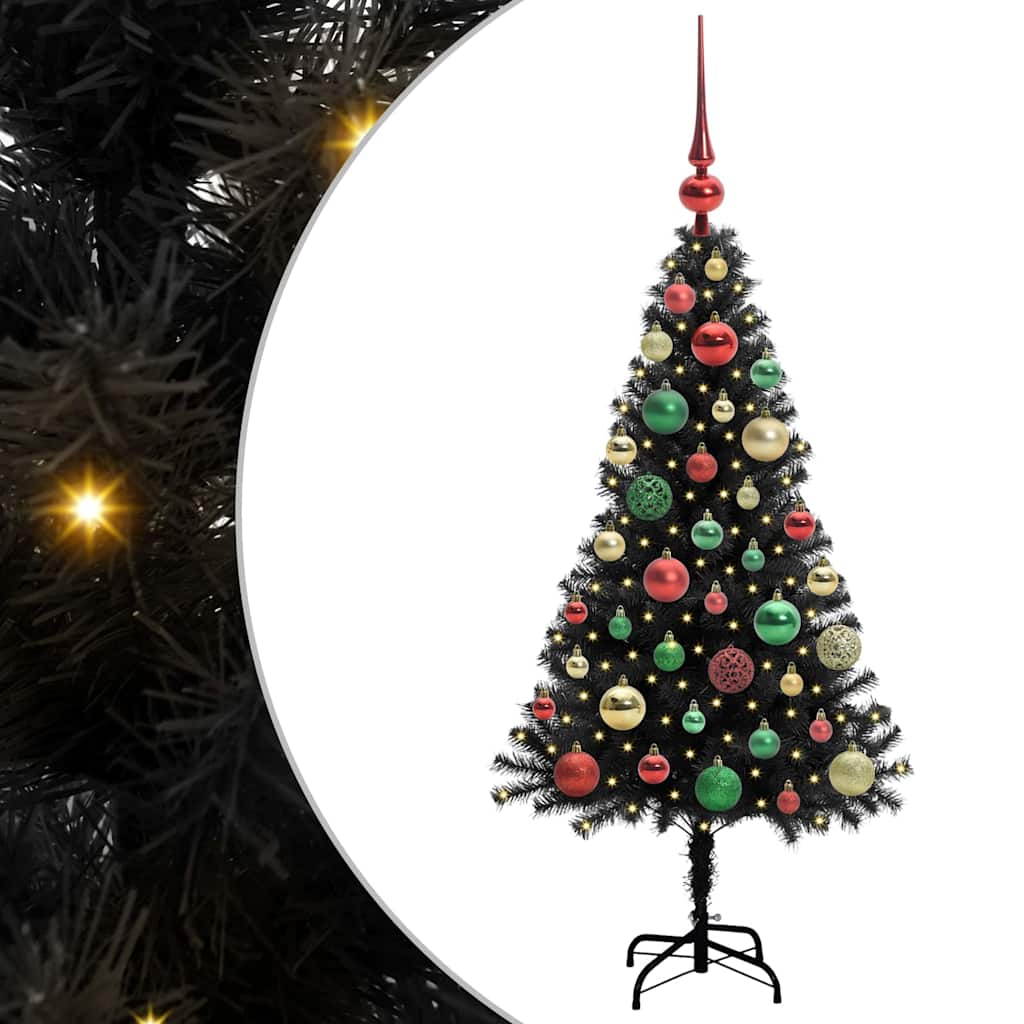 Albero di Natale con 150 LED con supporto Nero 120 cm PVC