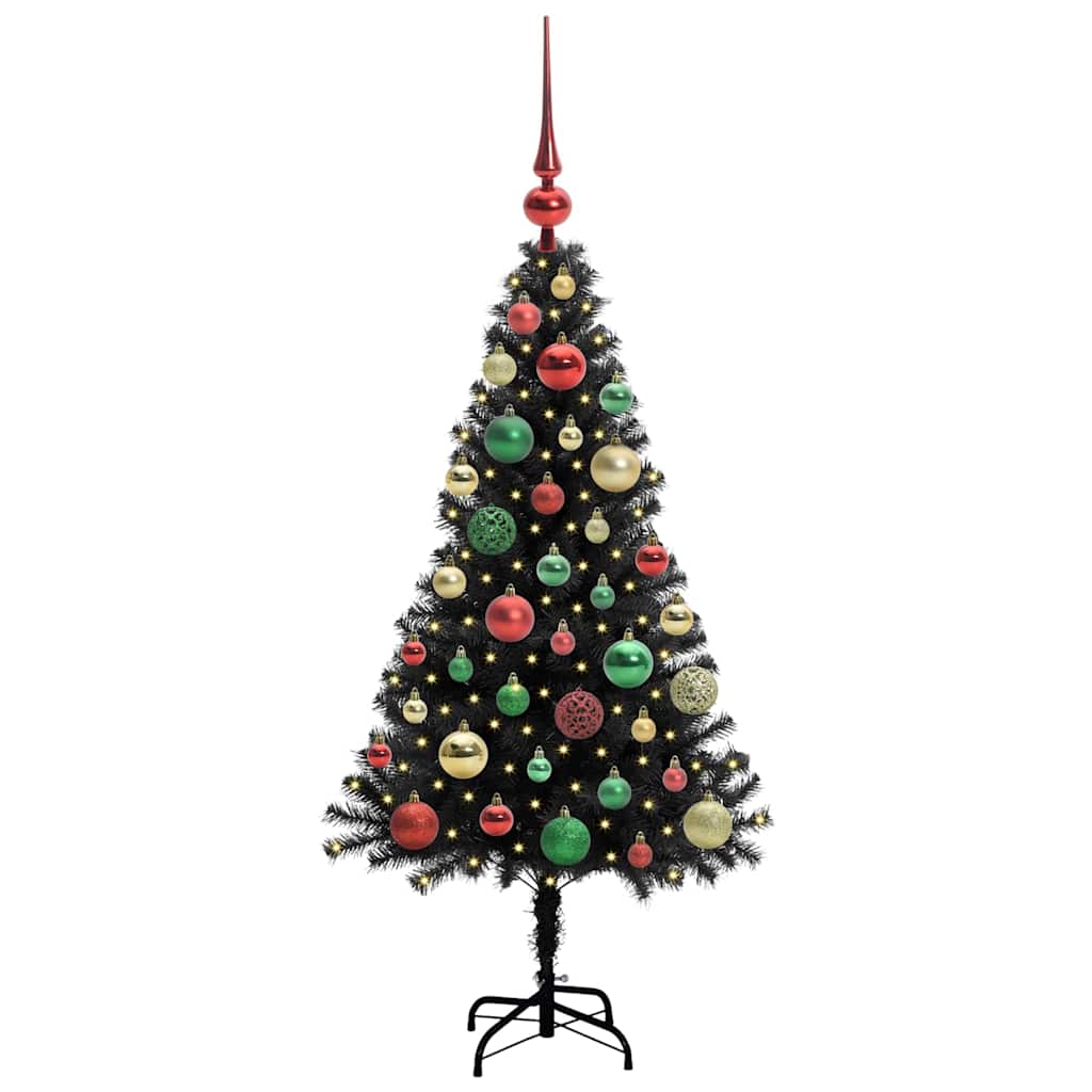 Albero di Natale con 150 LED con supporto Nero 120 cm PVC
