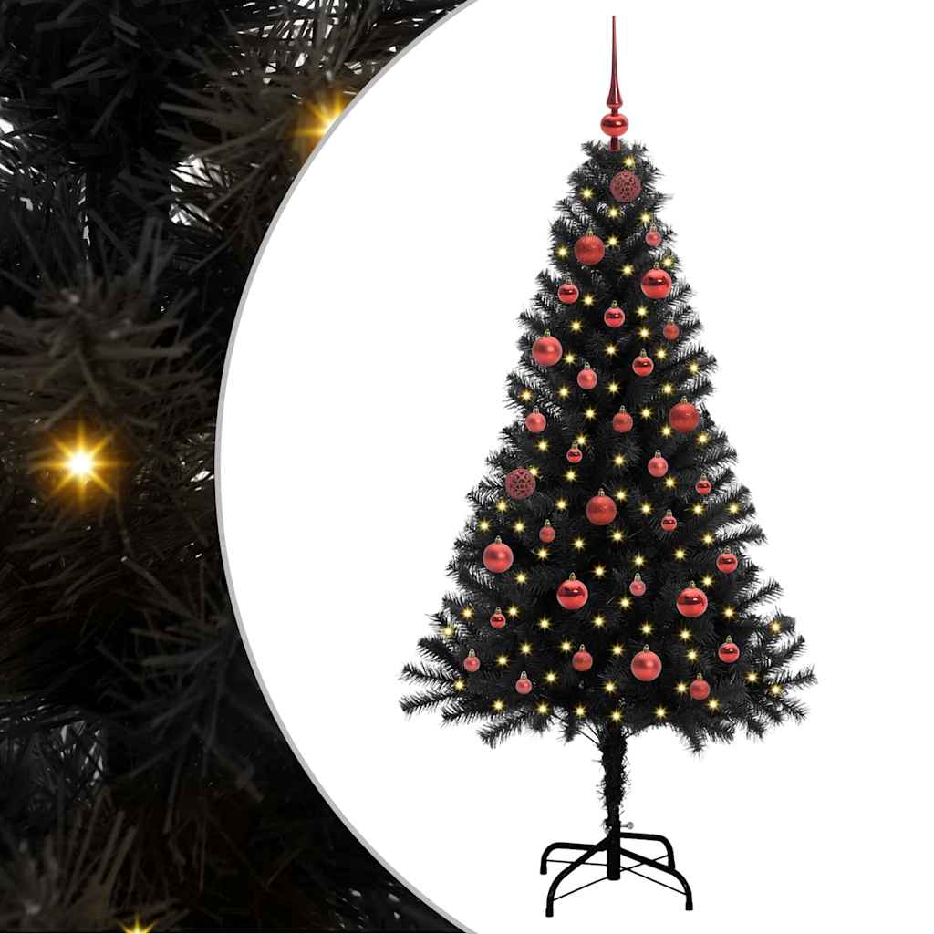 Albero di Natale con 150 LED con supporto Nero 150 cm PVC