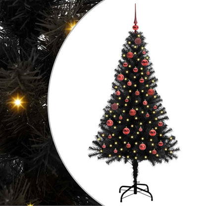 Albero di Natale con 150 LED con supporto Nero 150 cm PVC