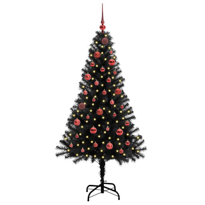 Albero di Natale con 150 LED con supporto Nero 150 cm PVC