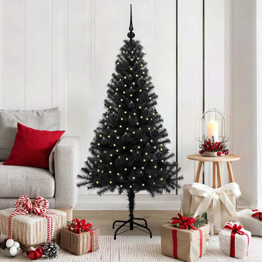 Albero di Natale con 150 LED con supporto Nero 150 cm PVC