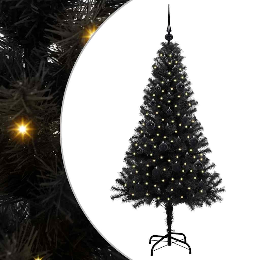 Albero di Natale con 150 LED con supporto Nero 150 cm PVC