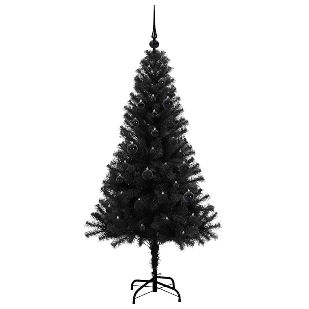 Albero di Natale con 150 LED con supporto Nero 150 cm PVC