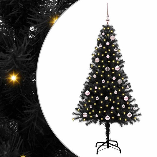 Albero di Natale con 150 LED con supporto Nero 150 cm PVC