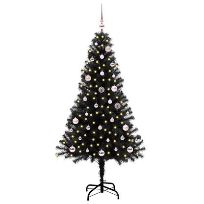 Albero di Natale con 150 LED con supporto Nero 150 cm PVC