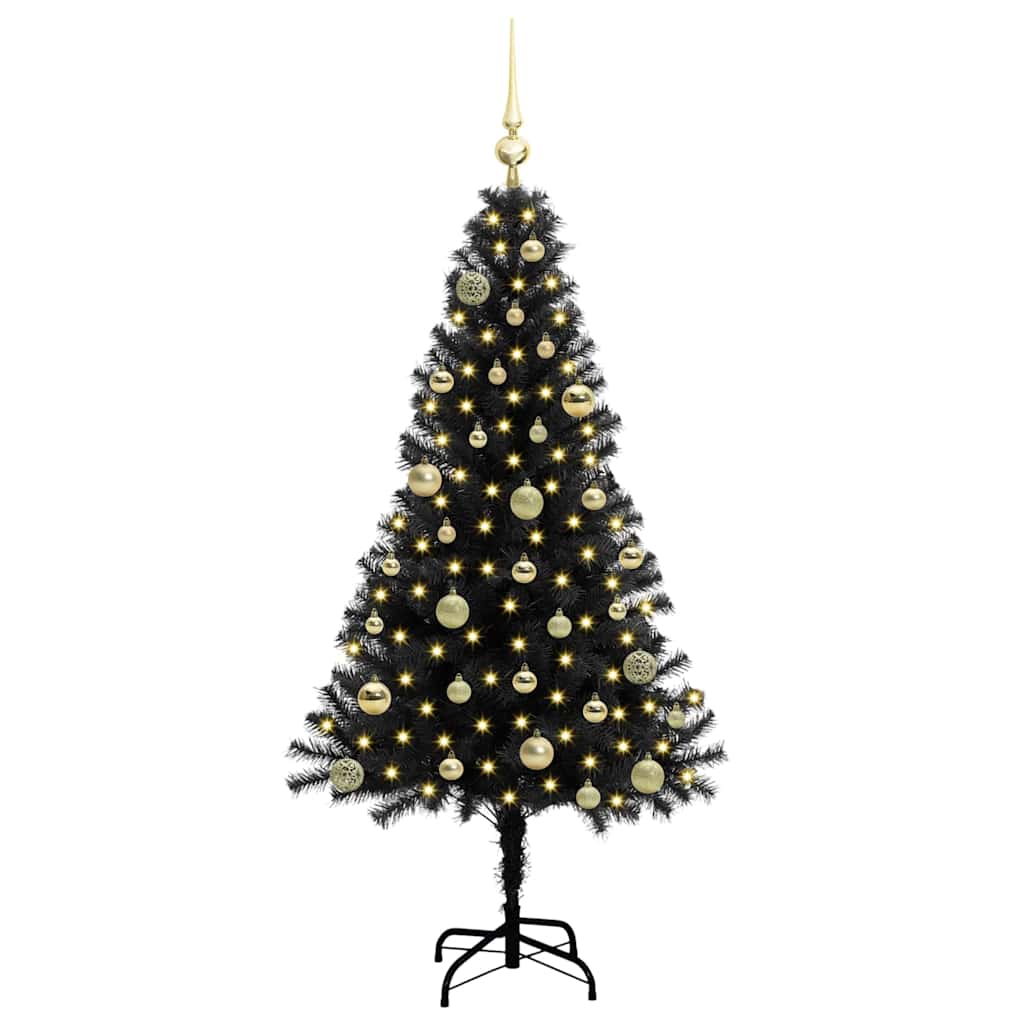 Albero di Natale con 150 LED con supporto Nero 150 cm PVC
