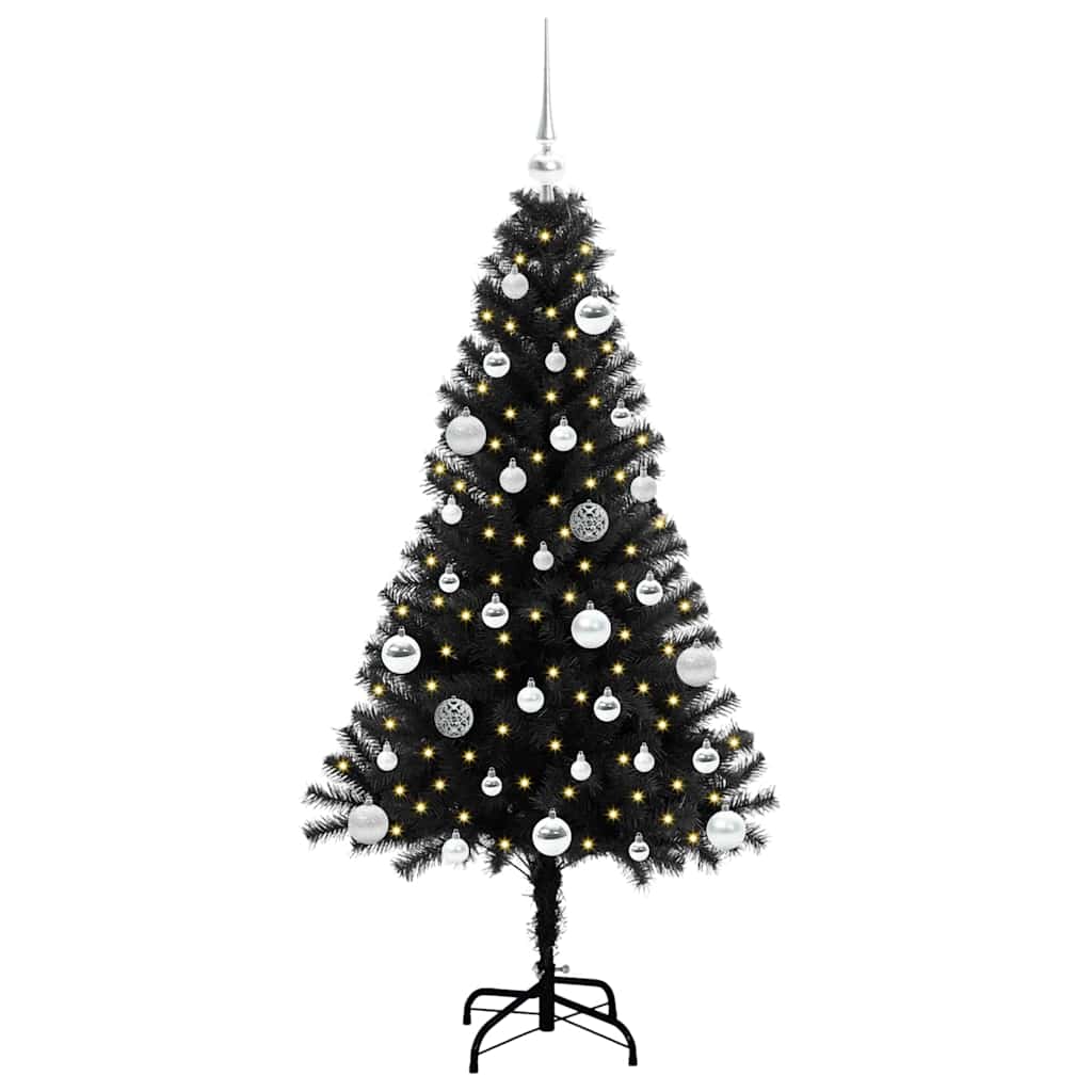 Albero di Natale con 150 LED con supporto Nero 150 cm PVC