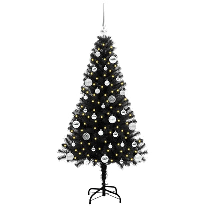 Albero di Natale con 150 LED con supporto Nero 150 cm PVC