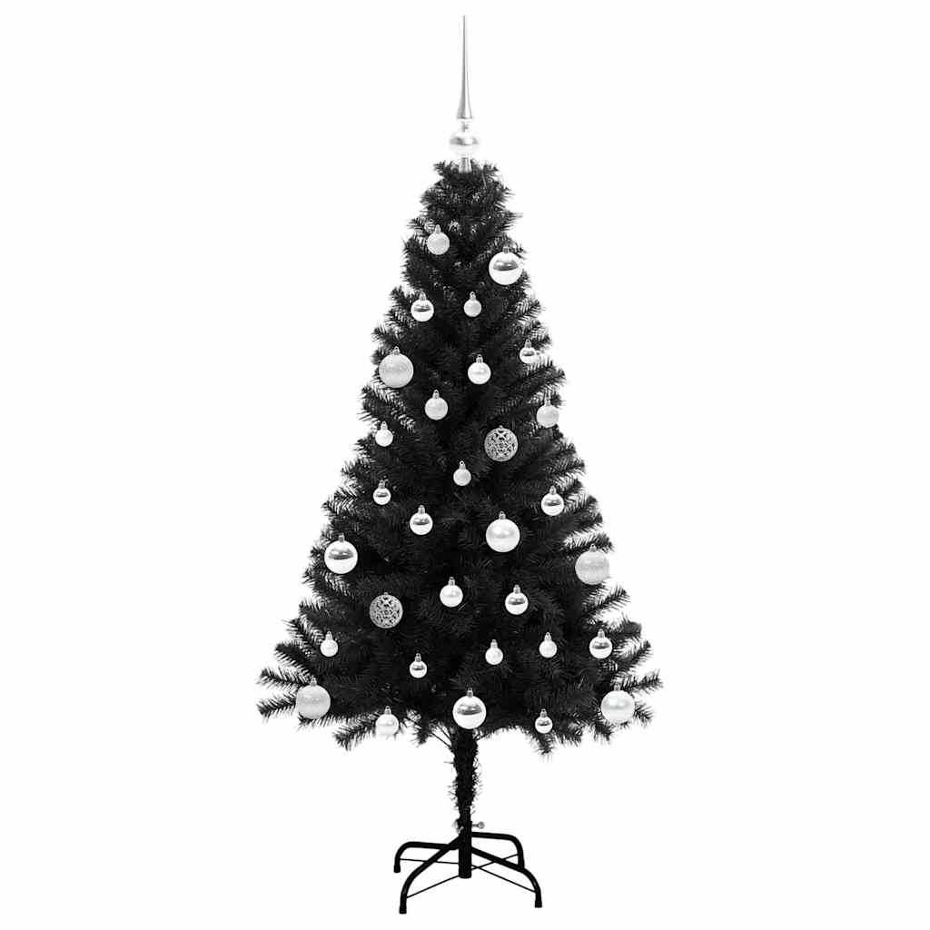 Albero di Natale con 150 LED con supporto Nero 150 cm PVC