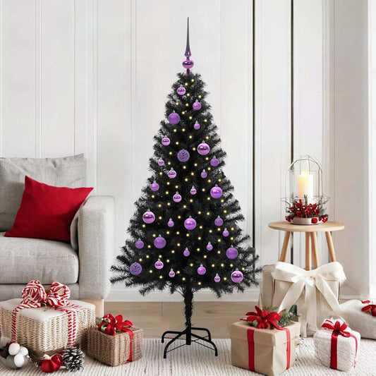 Albero di Natale con 150 LED con supporto Nero 150 cm PVC