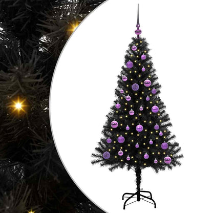 Albero di Natale con 150 LED con supporto Nero 150 cm PVC