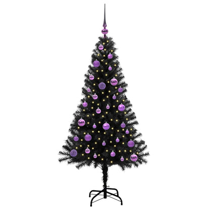 Albero di Natale con 150 LED con supporto Nero 150 cm PVC