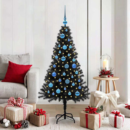 Albero di Natale con 150 LED con supporto Nero 150 cm PVC