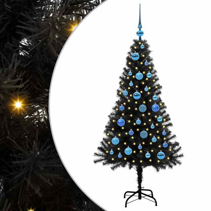 Albero di Natale con 150 LED con supporto Nero 150 cm PVC