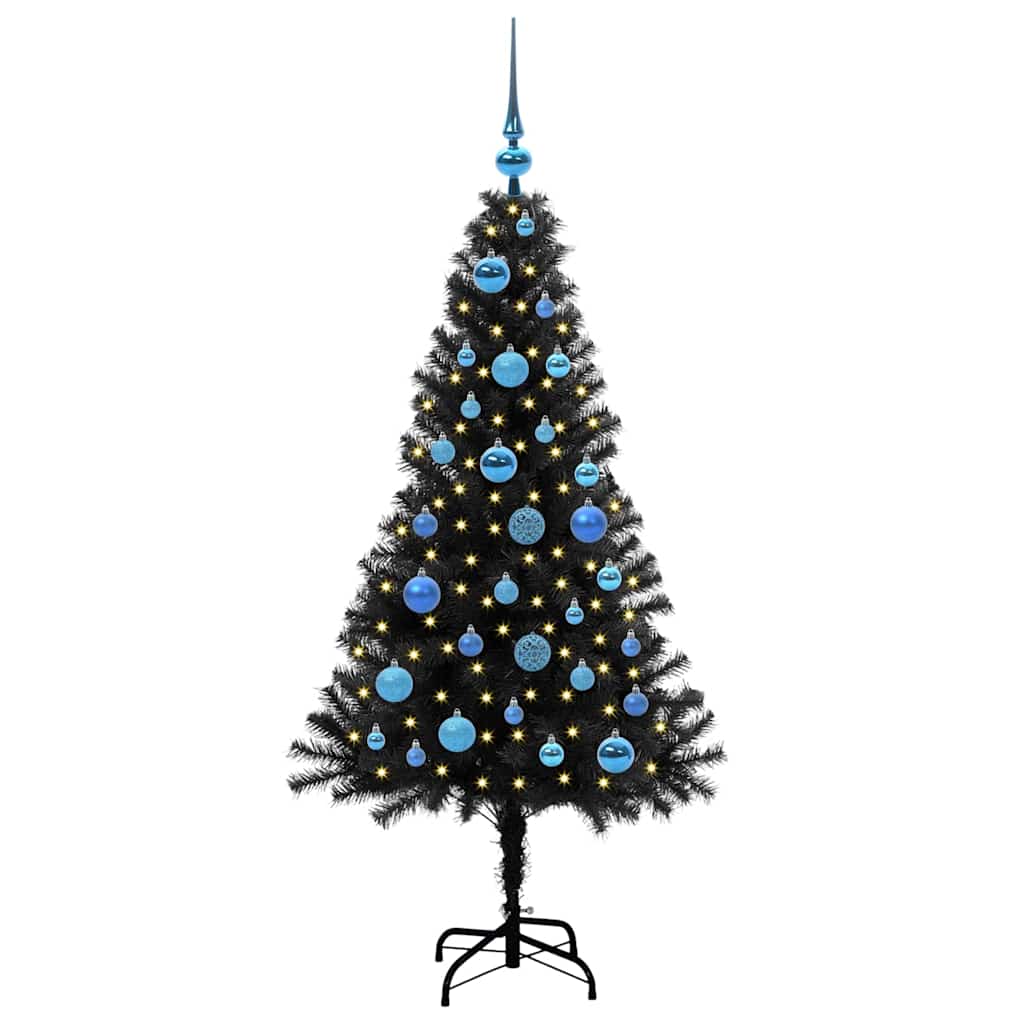 Albero di Natale con 150 LED con supporto Nero 150 cm PVC