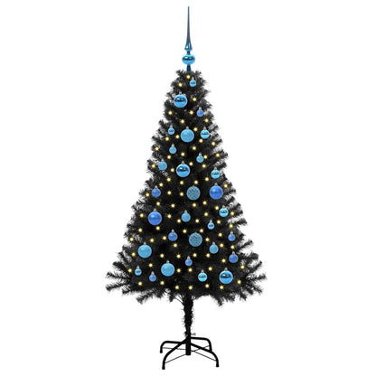 Albero di Natale con 150 LED con supporto Nero 150 cm PVC