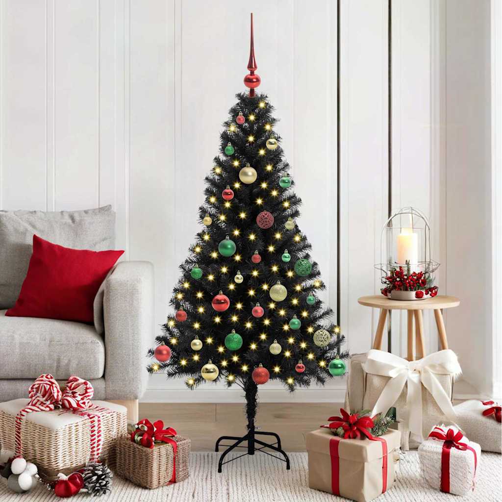 Albero di Natale con 150 LED con supporto Nero 150 cm PVC