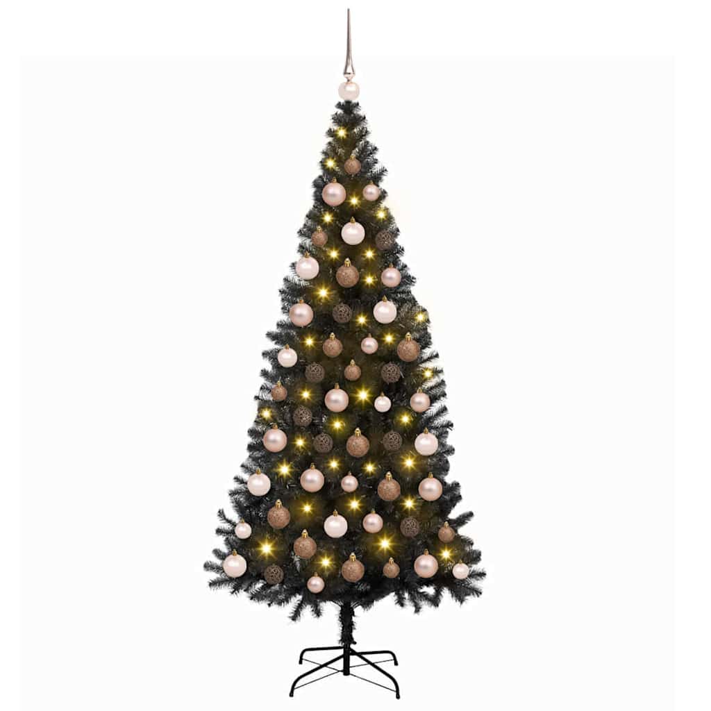 Albero di Natale con 300 LED con supporto Nero 180 cm PVC