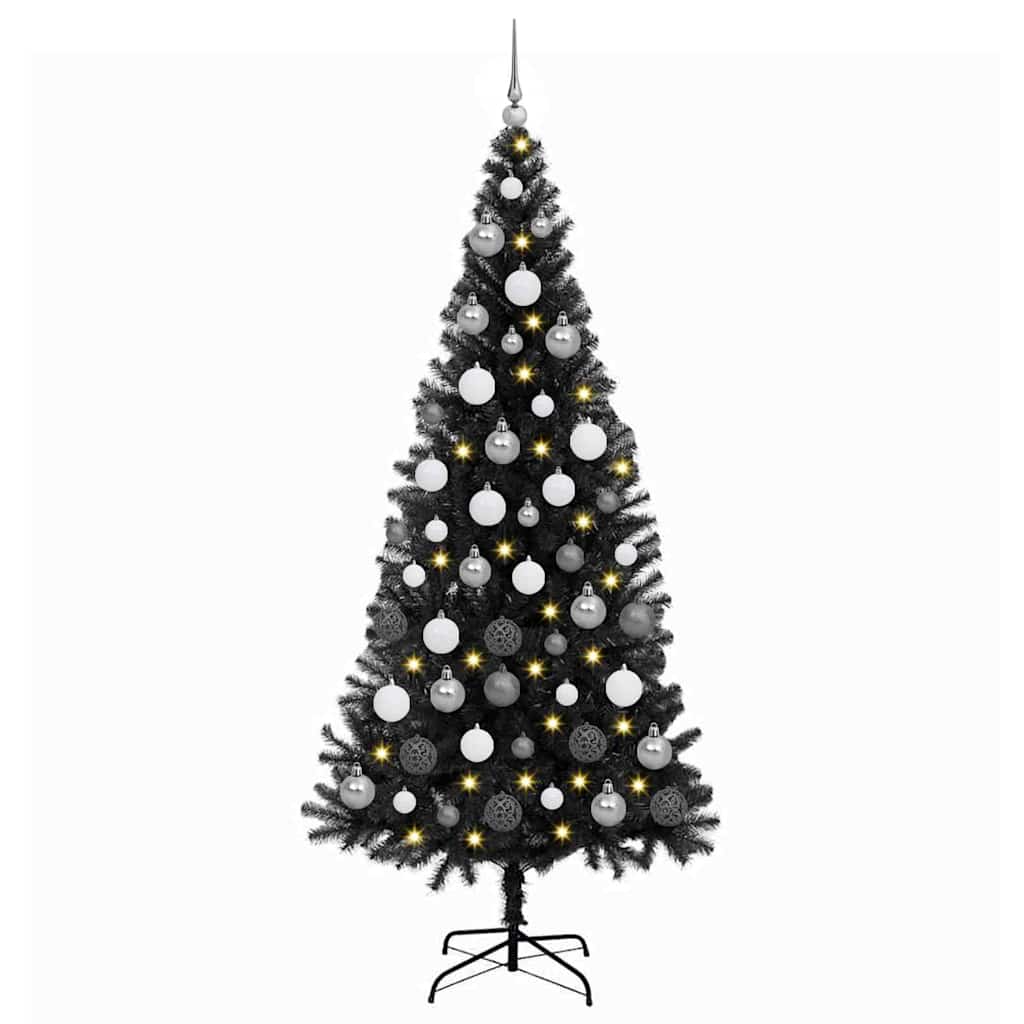 Albero di Natale con 300 LED con supporto Nero 180 cm PVC