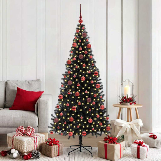 Albero di Natale con 300 LED con supporto Nero 180 cm PVC