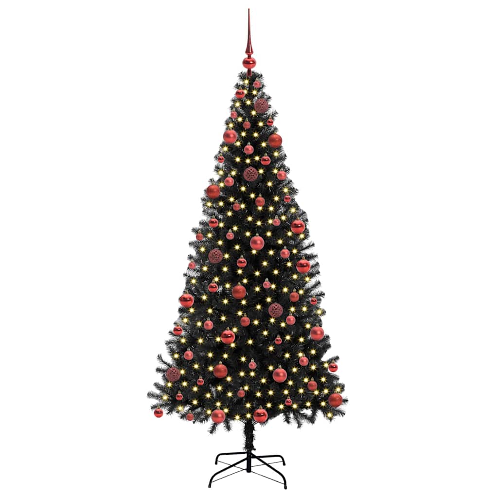 Albero di Natale con 300 LED con supporto Nero 180 cm PVC