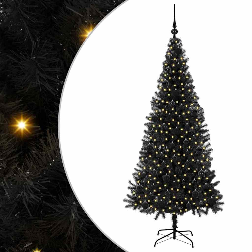 Albero di Natale con 300 LED con supporto Nero 180 cm PVC