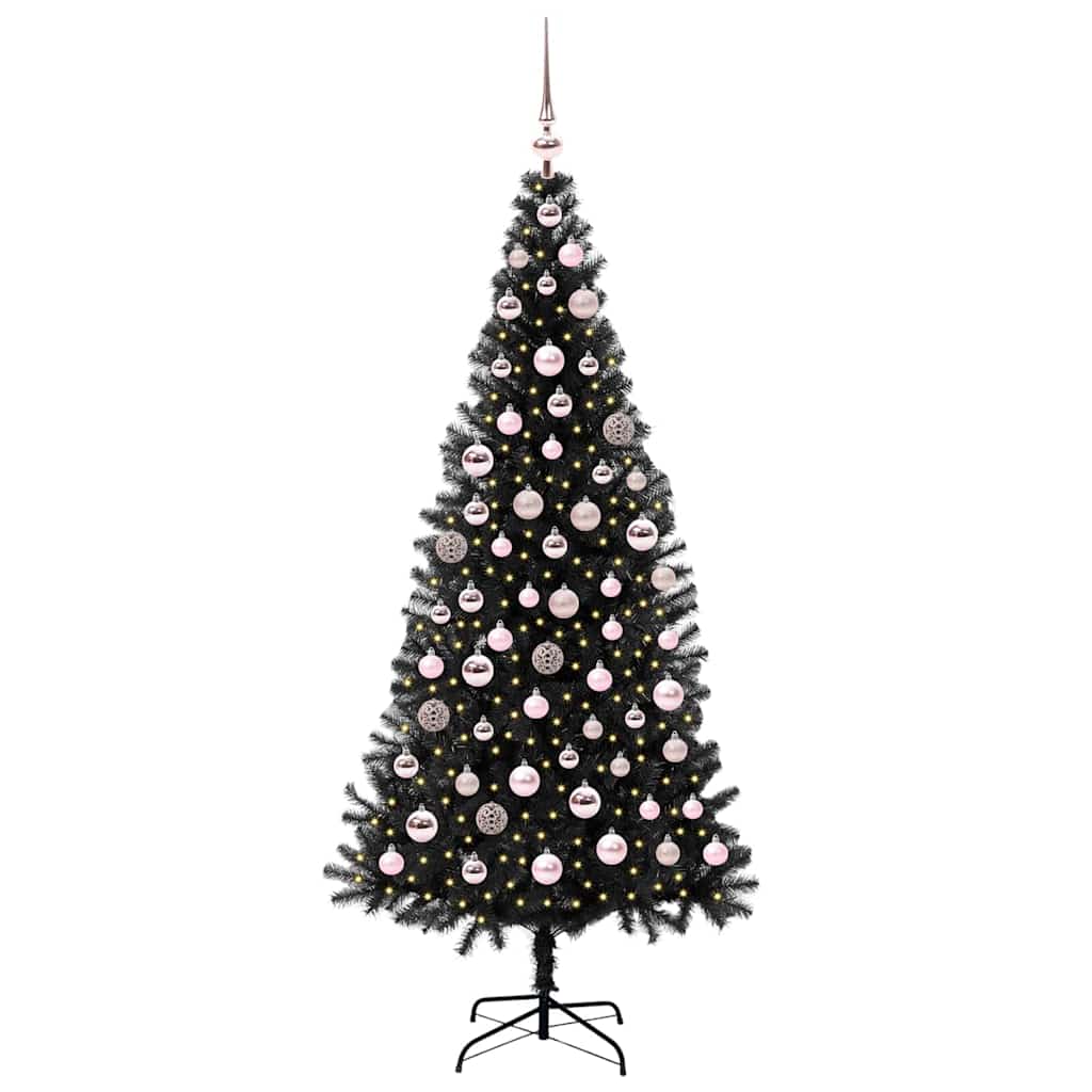 Albero di Natale con 300 LED con supporto Nero 180 cm PVC